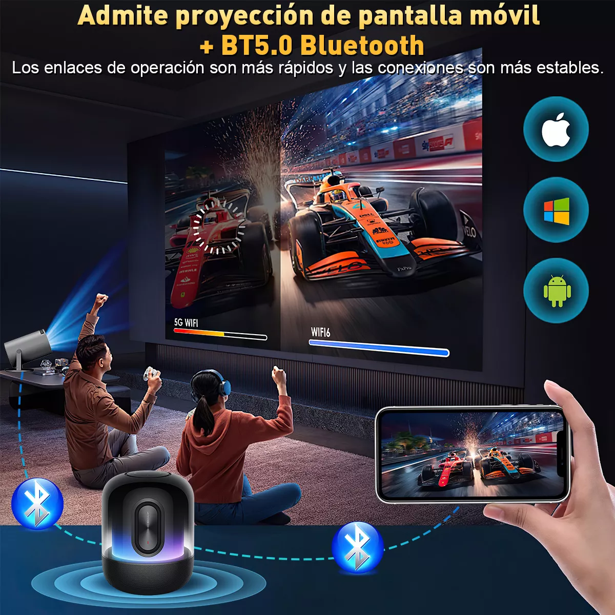 Proyector Profesional 4k Hd Android 11 Wifi6 1080p 8000 Lm