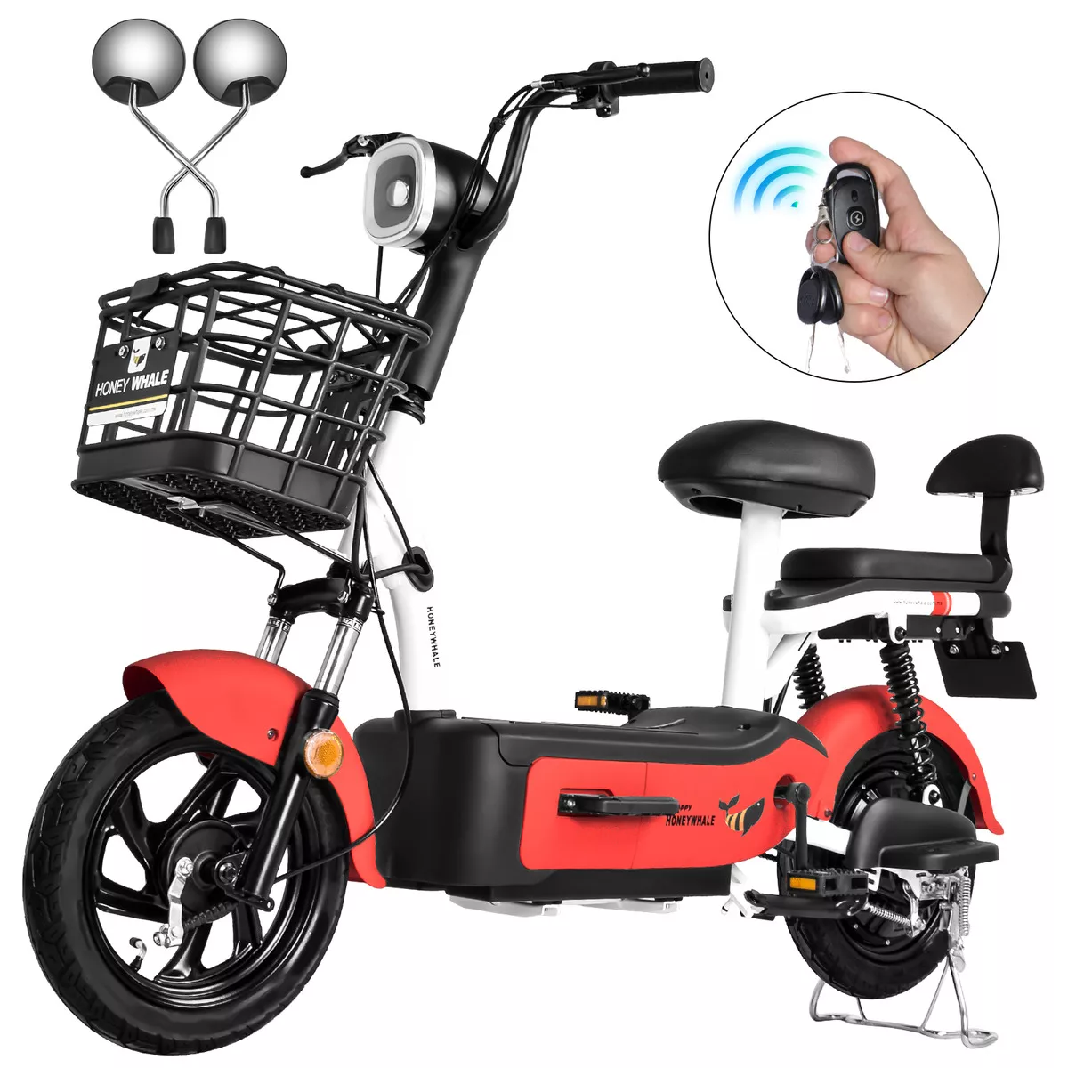 Bicicleta Electrica U1s Honey Whale 650w-Máxima del Motor 31km/h -Velocidad Máxima 65km-Autonomía Moto Bicimoto Eléctrica con Alarma Honeywhale