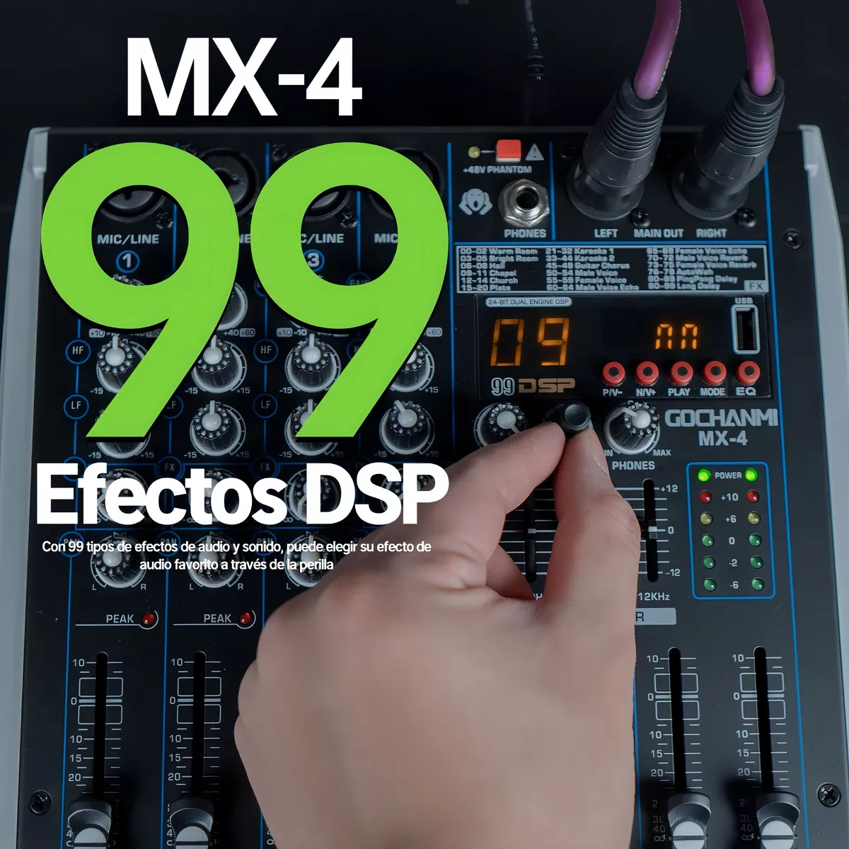 Mezcladora Audio Gc Mx4 Profesional 4 Canales 99 Efectos Dsp