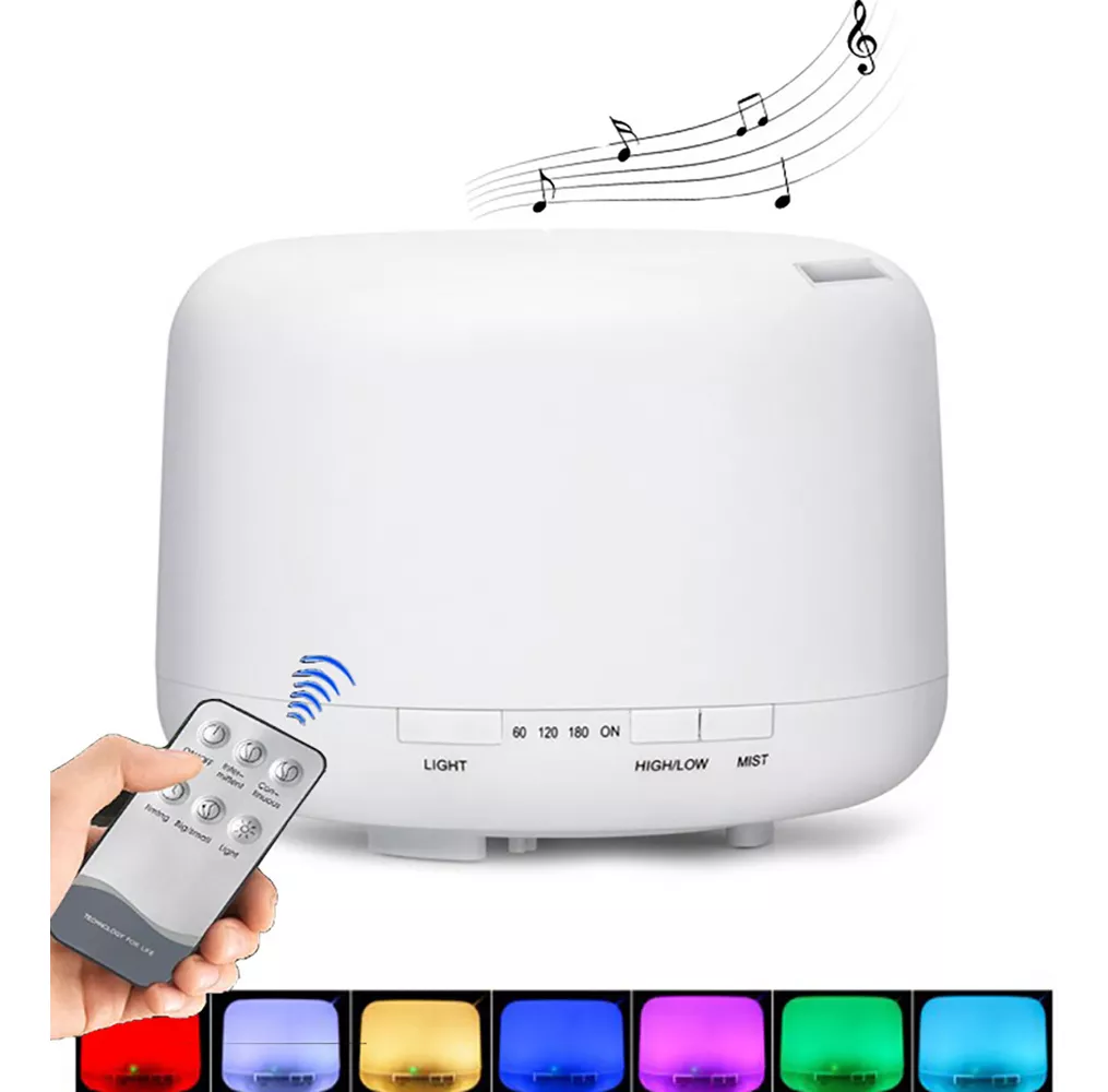 Humidificador de difusión de aromaterapia ultrasónica BANNA 500ml, 7 colores, 2 niveles de niebla, 3 temporizadores