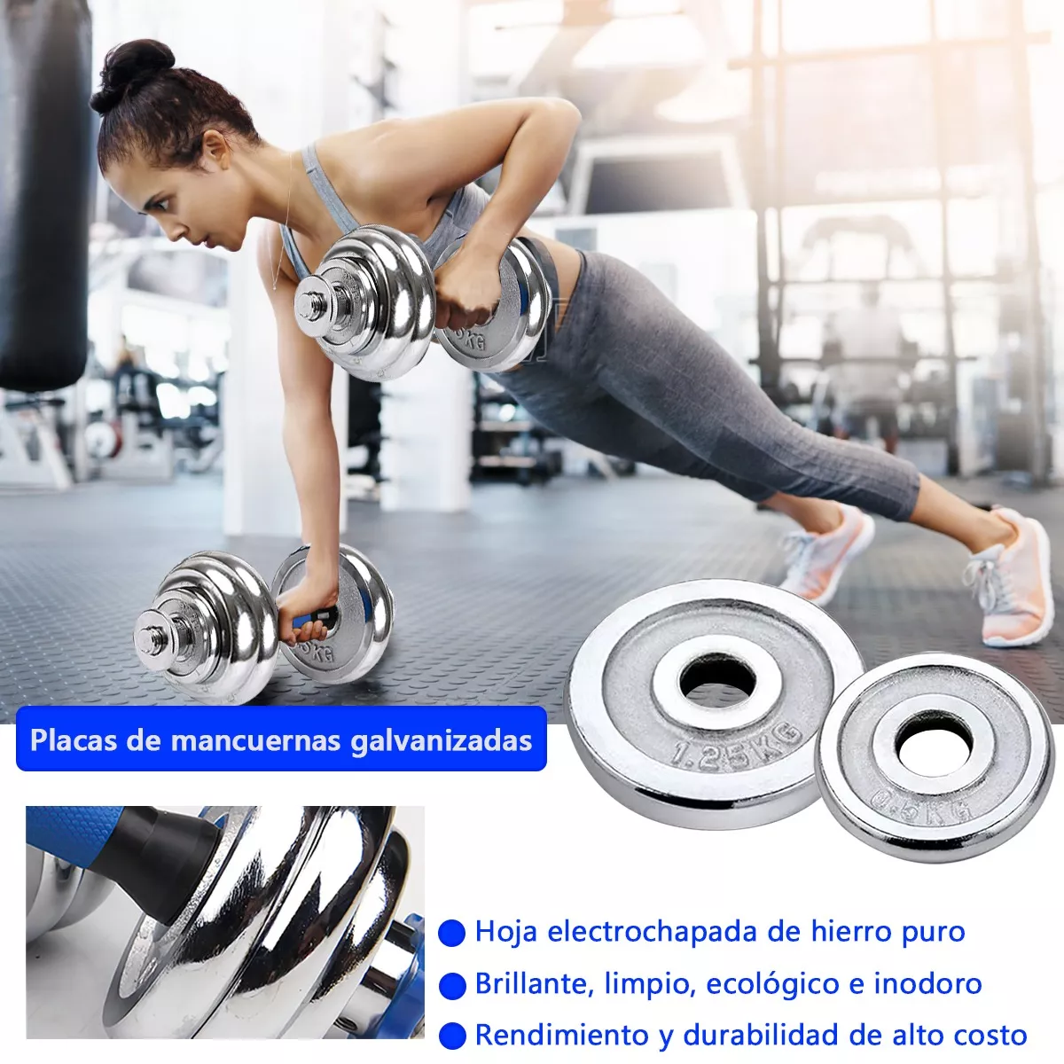 Kit De Mancuernas Barra Con Pesas Ajustables Para Gimnasio