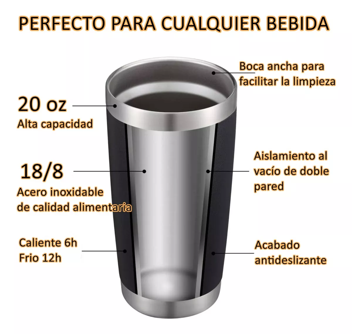 Termo Portátil De Acero Inoxidable Frío Y Caliente 20 Oz