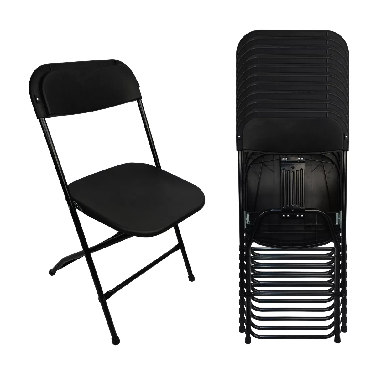 Sillas Plegables De Plástico Reforzadas Negras Set De 10 Pzs Color Negro Liso