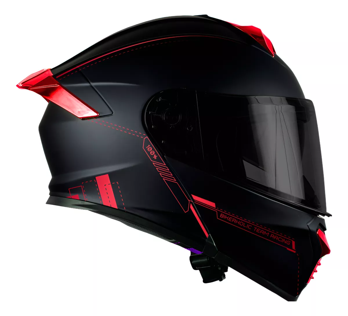 Casco Kov Abatible Thunder Racing Rojo Dot Moto Certificado