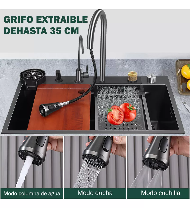 Fregadero De Cocina De Acero Inoxidable Con Accesorios 80x46