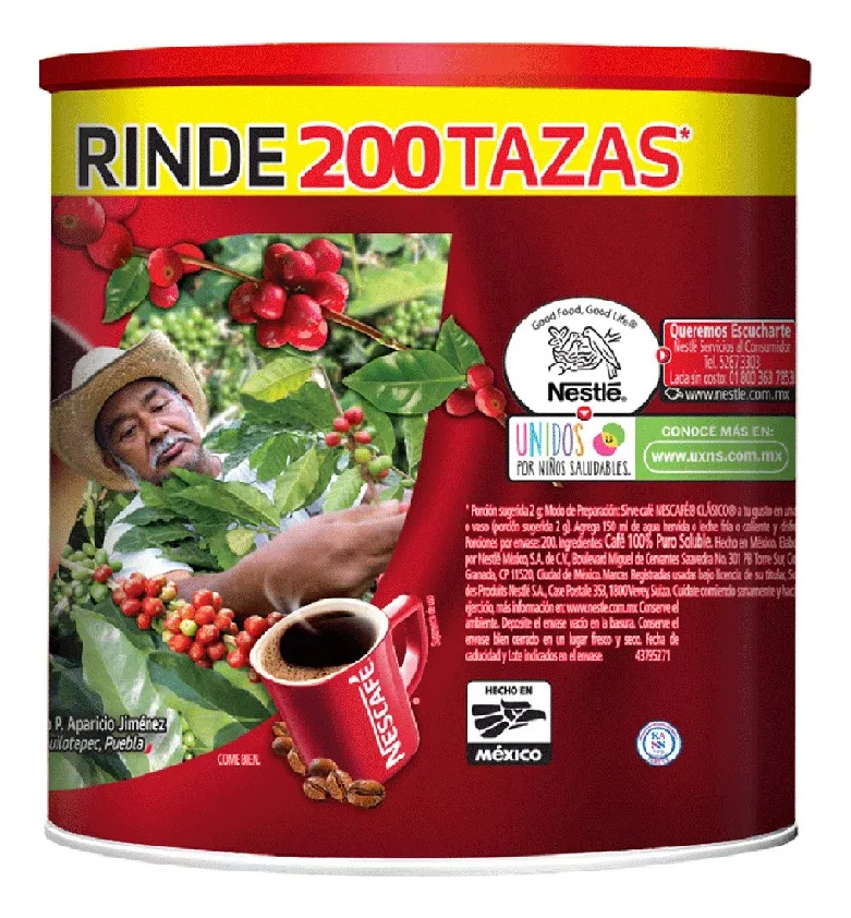 Café instantáneo clásico descafeinado Nescafé Clásico sin gluten frasco 400 g