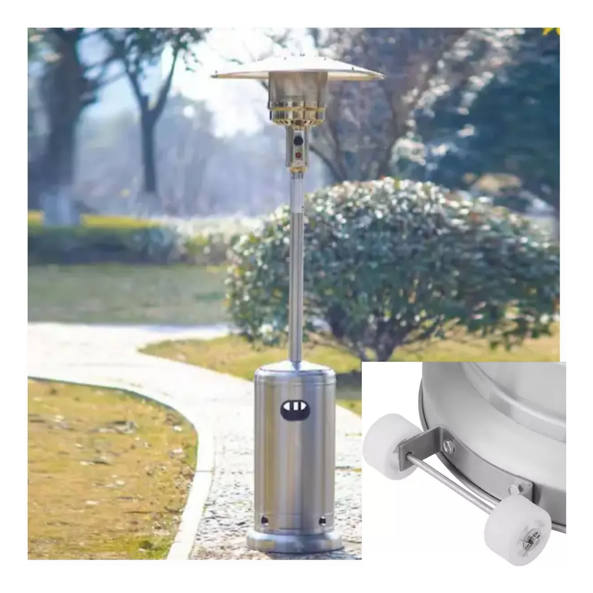 Calenton Patio Acero-inoxidable 48kbtu,con Protección Volteo