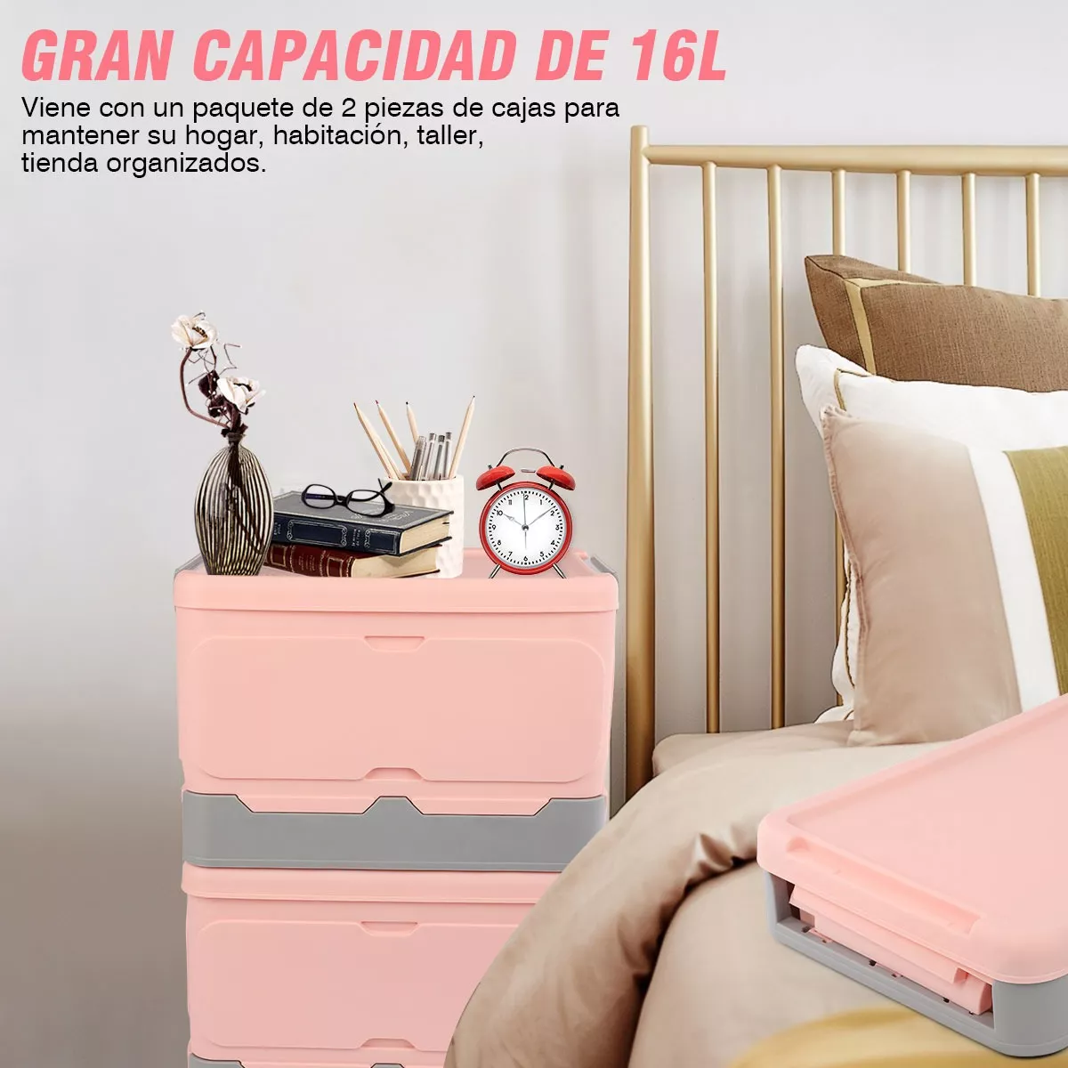 Caja Almacenamiento Plegable 2pzs Organizador Hogar Con Tapa