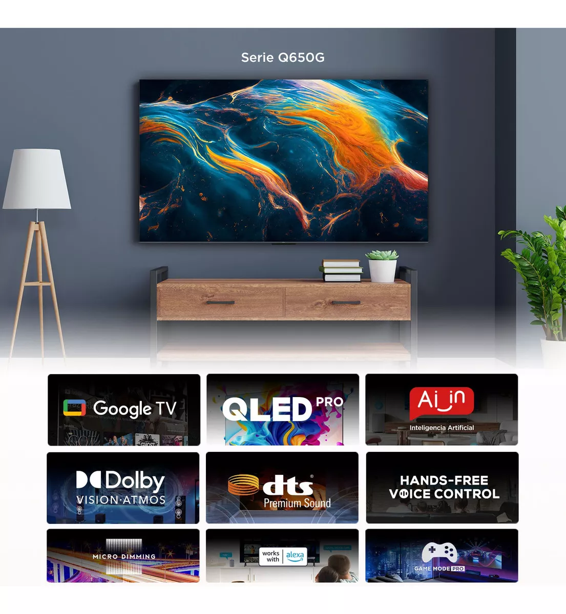 Smart Tv Pantalla 55 Tcl 55q650g Google Tv Qled