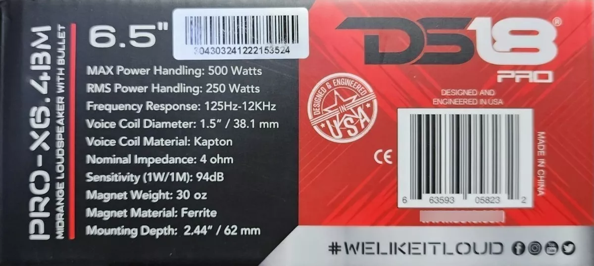 Paquete De 4 Bocinas Medio Rango Ds18+amplificador Db Drive