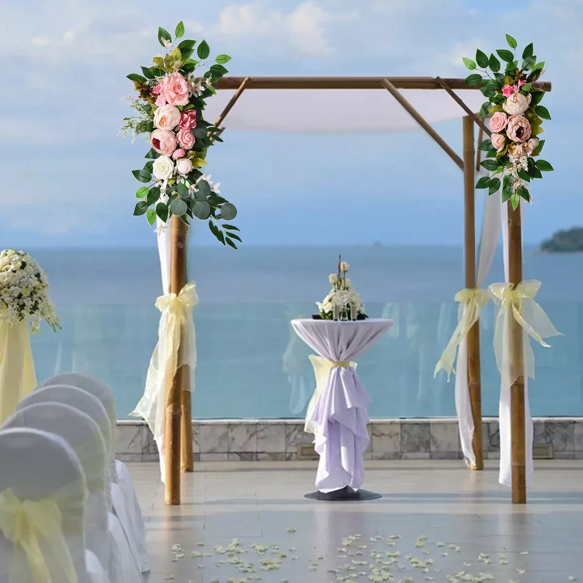 2 Piezas Boda Rústica Arco Flor Centro De Mesa Guirnalda