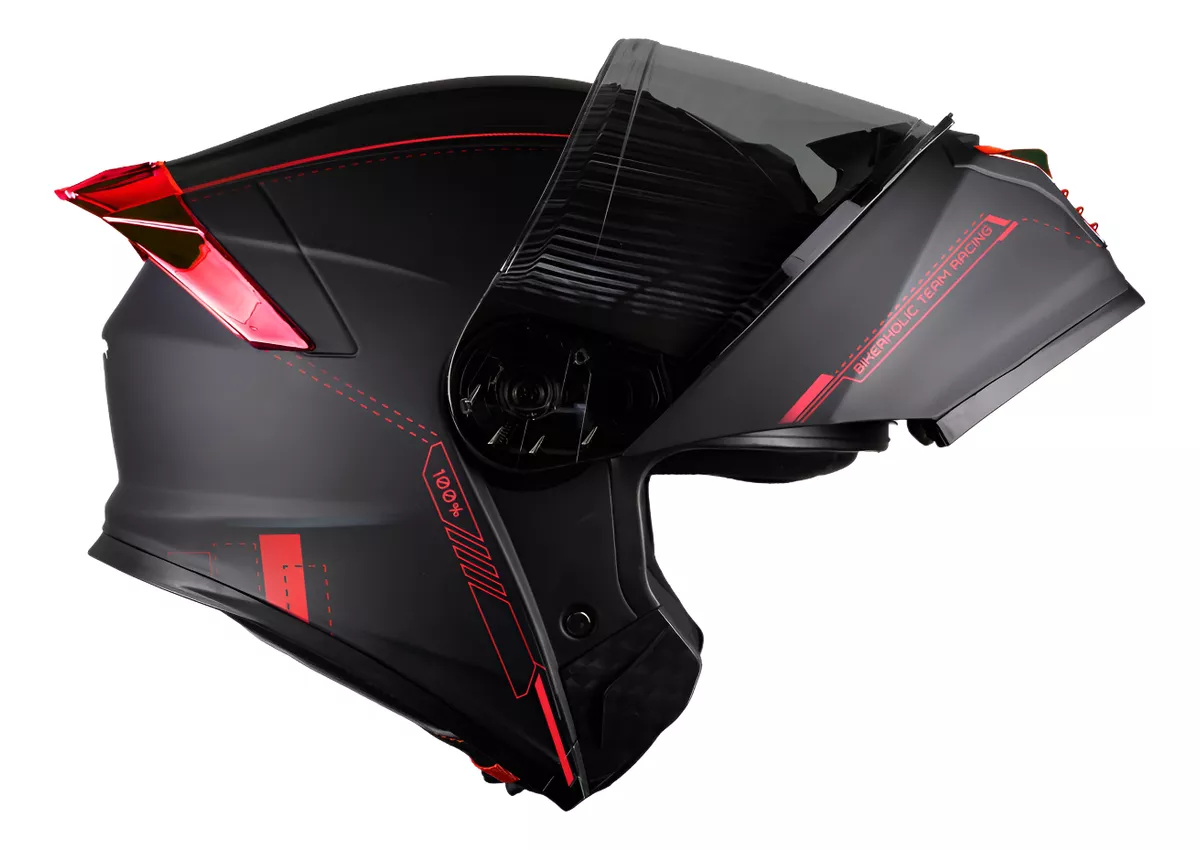 Casco Kov Abatible Thunder Racing Rojo Dot Moto Certificado