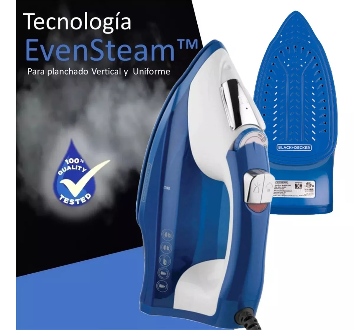 Plancha De Vapor Black And Decker Ir1866 Antiadherente Azul