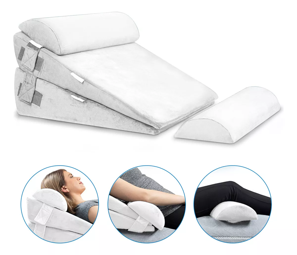 Juego De 4 Almohadas Ajustables De Cuña Para Cama Glimall ANH Color Blanco