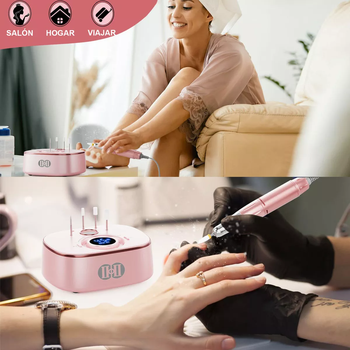 Ciicii Pulidor Esmeril Taladro De Uñas Profesional 45000rpm, Taladro De Uñas Eléctrico Con Led Para Técnicos De Uñas Profesionales O Principiantes