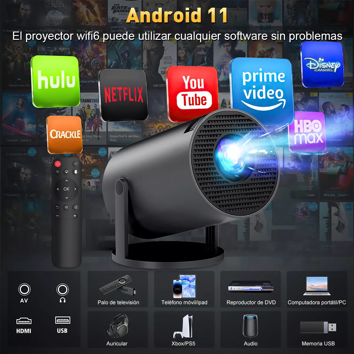 Proyector Profesional 4k Hd Android 11 Wifi6 1080p 8000 Lm