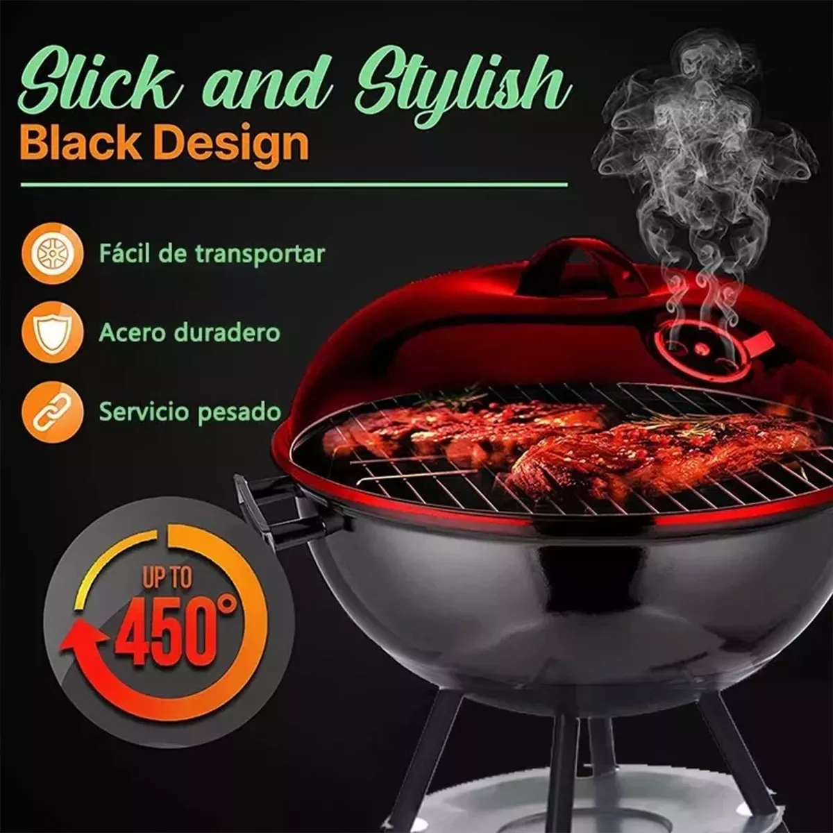 Parrilla De Barbacoa De Acero Inoxidable Redonda 70cm Movibl