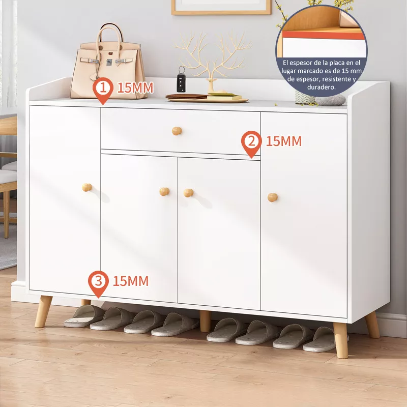 Organizador Muebles De Zapatero De Madera Con 4puertas 120cm