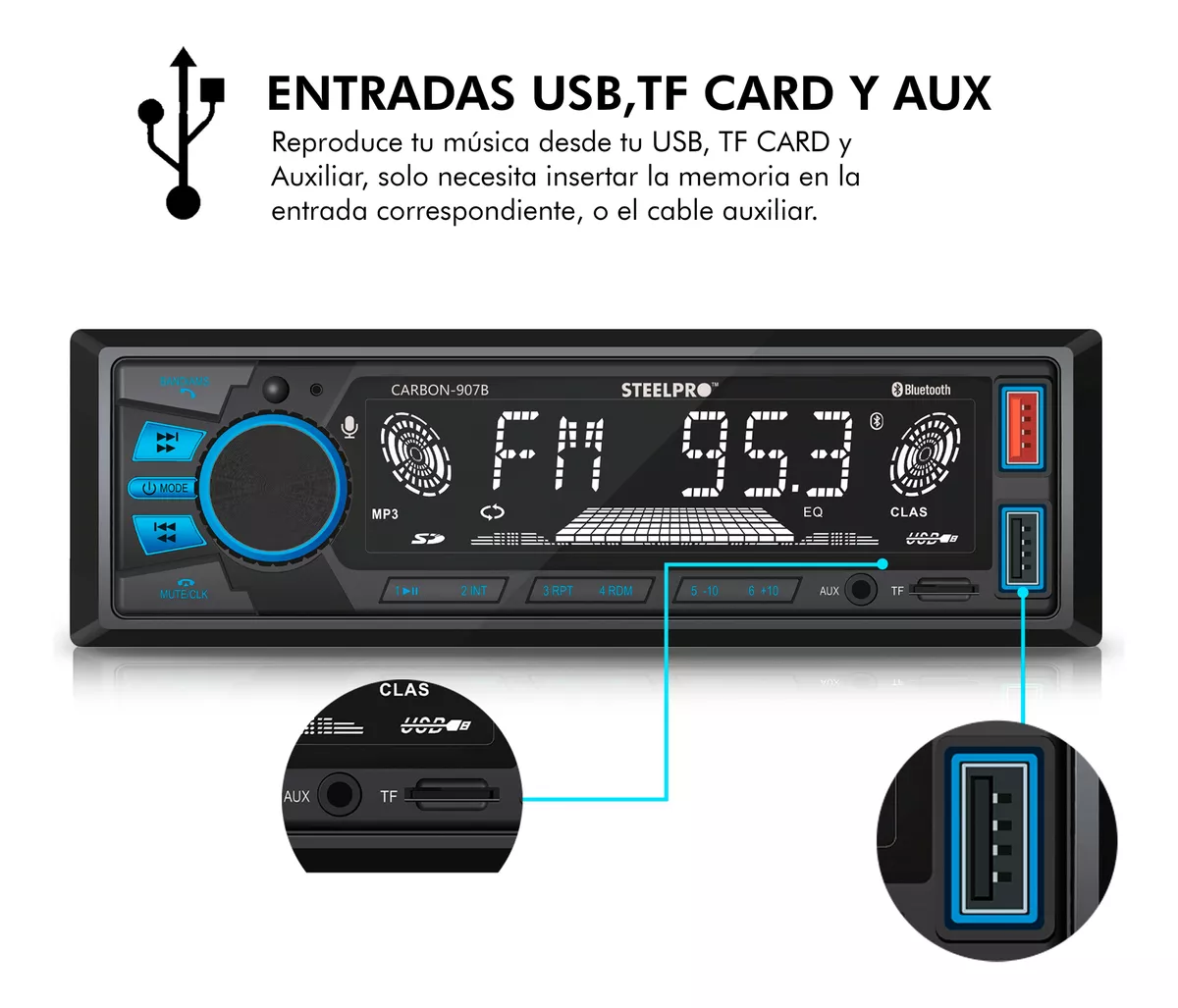Kit Autoestéreo Steelpro Bluetooth + Bocinas 6.5 Soundstream