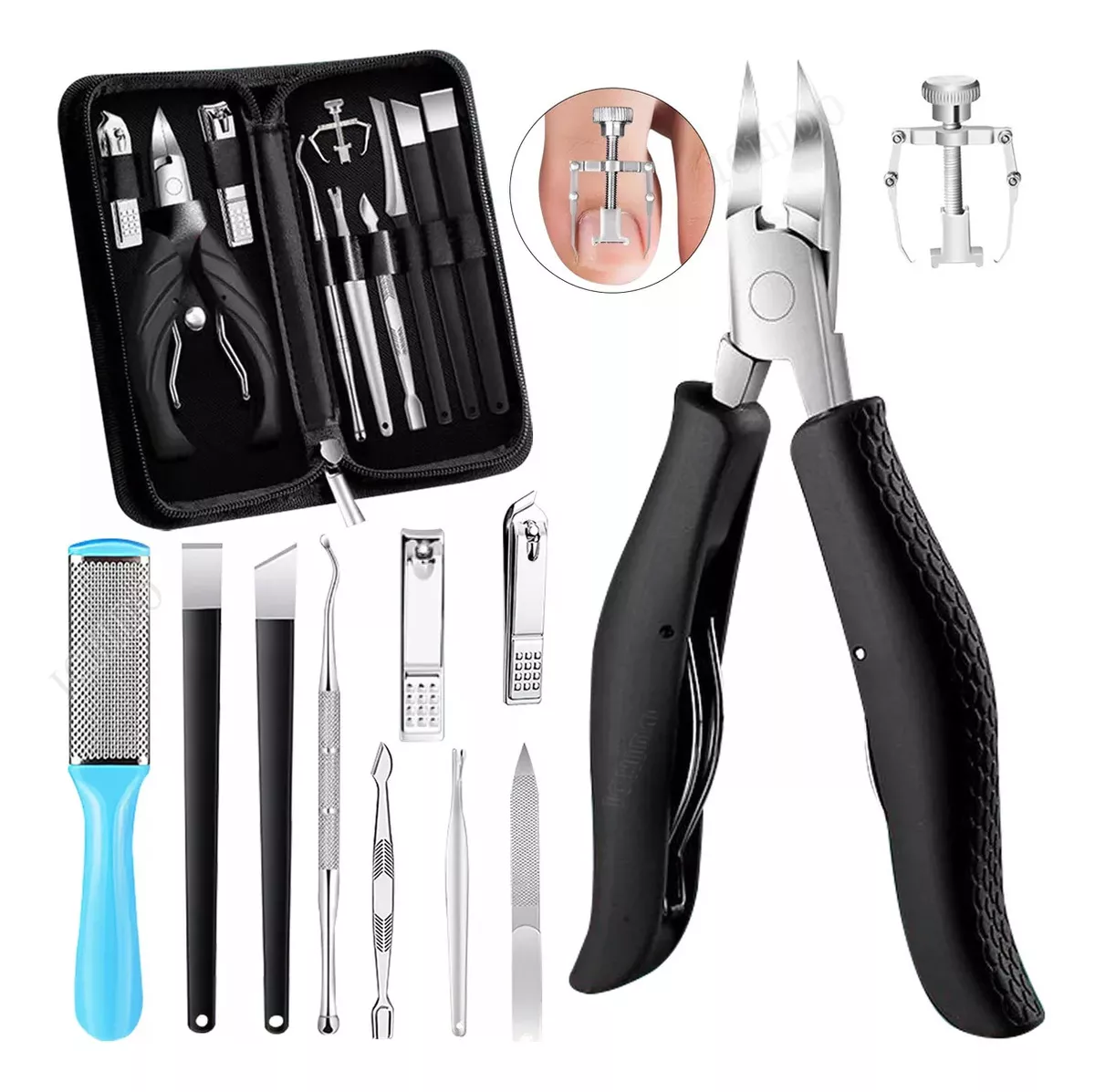 ICHIDO 13 Piezas Pedicure Set De Manicure Profesional Cortar Uñas Encarnadas.