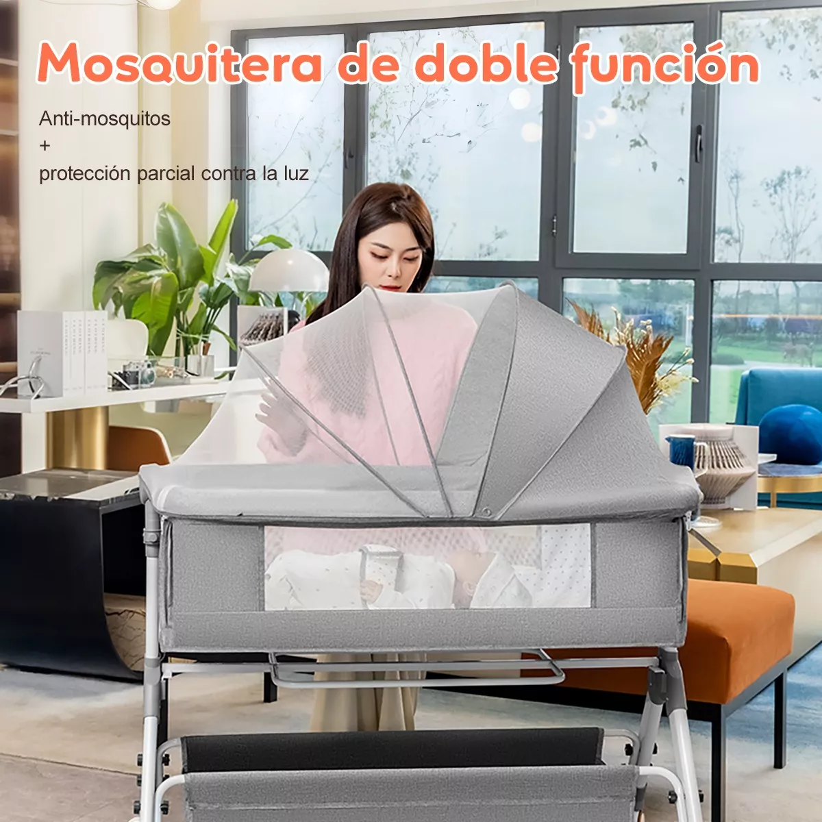 Cuna Corral Para Bebes Cama Altura Regulable Con Mosquitero