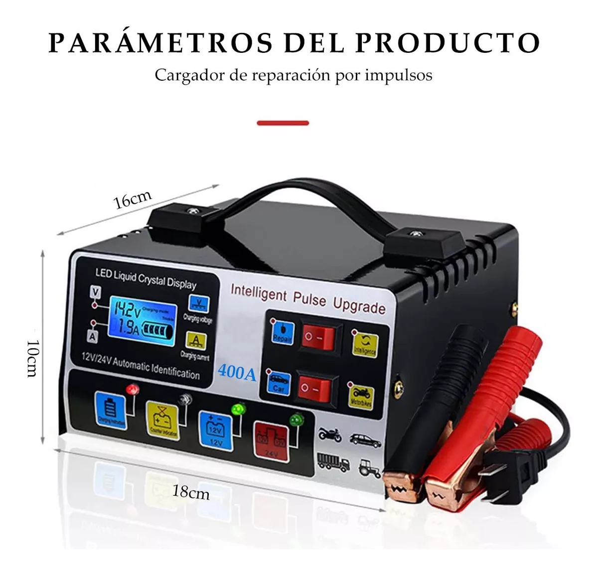 Cargador De Batería Inteligentes Automático 12/24v Auto