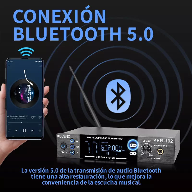 Sistema Monitoreo Estéreo 1 Canal De 2 Receptores Bluetooth