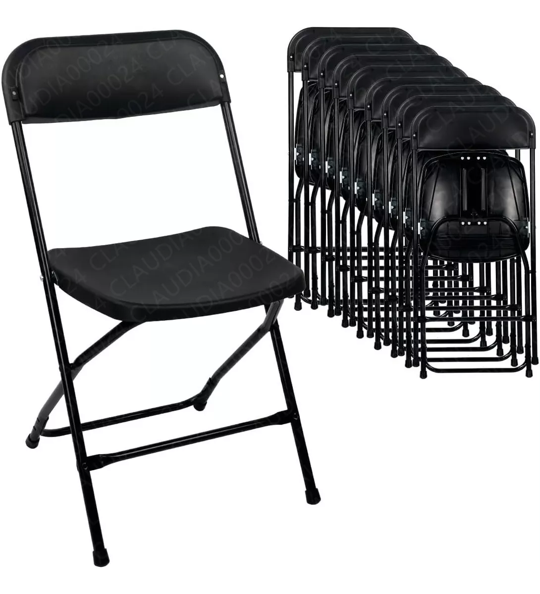 Sillas Plegable 10pc Plástico Negro Para Fiestas Y Reuniones