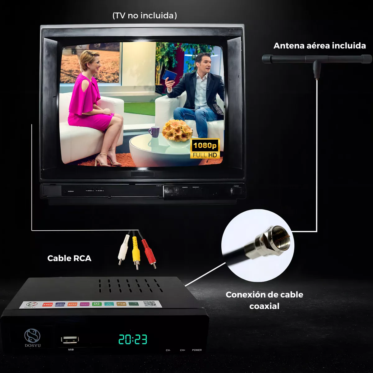 Decodificador Convertidor Digital Tv Full Hd 1080p + Antena