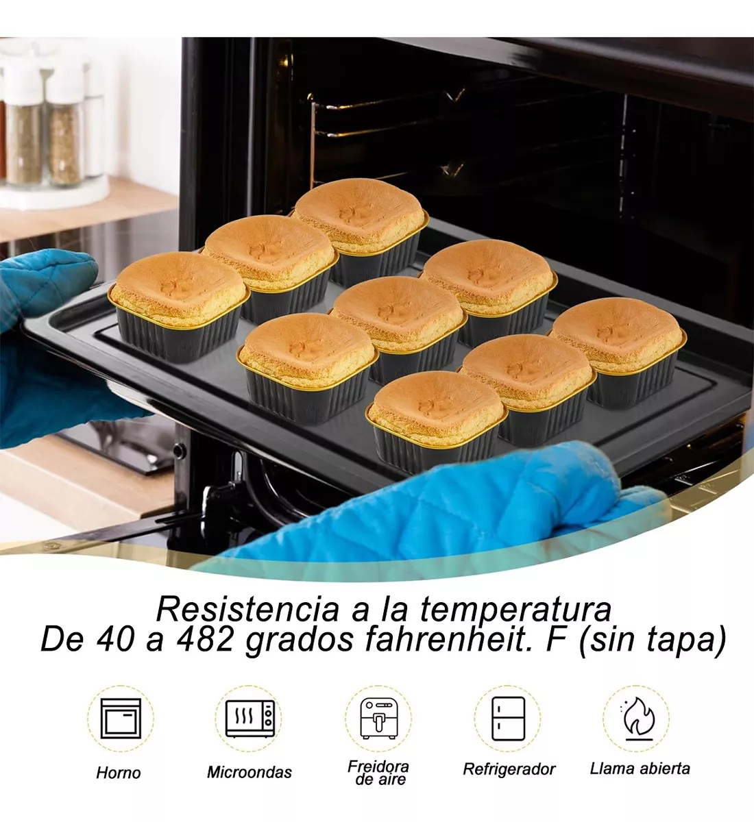 50 Molde De Aluminio Desechable Pastel Para Hornear Con Tapa