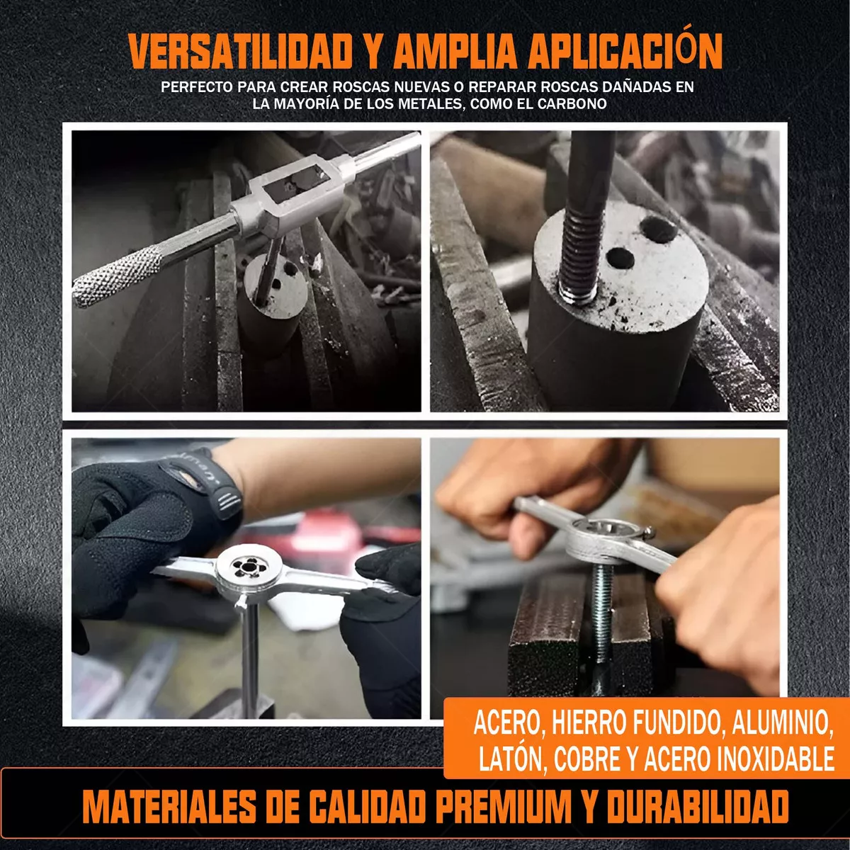 Atverce PD-40 Juego De Pulgada Acero Machuelos Y Terrajas 40 Pcs