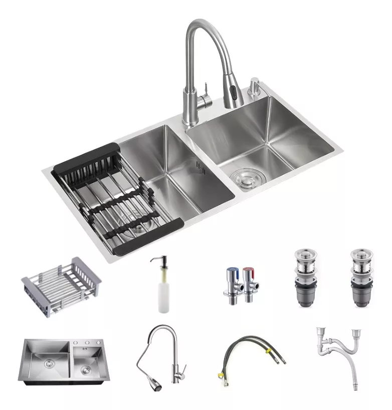 Kit De Fregadero De Acero Inoxidable 304 Con Escurridor75x40