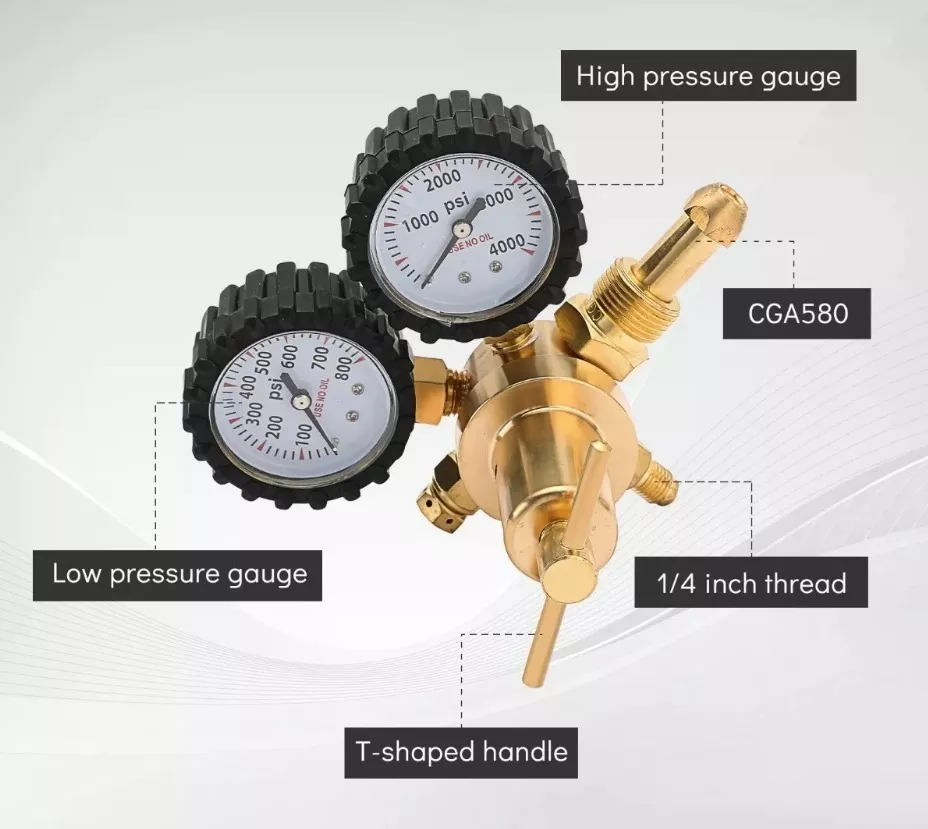 Manometro Regulador De Nitrogeno Cga 580 1/4 800psi Cga580