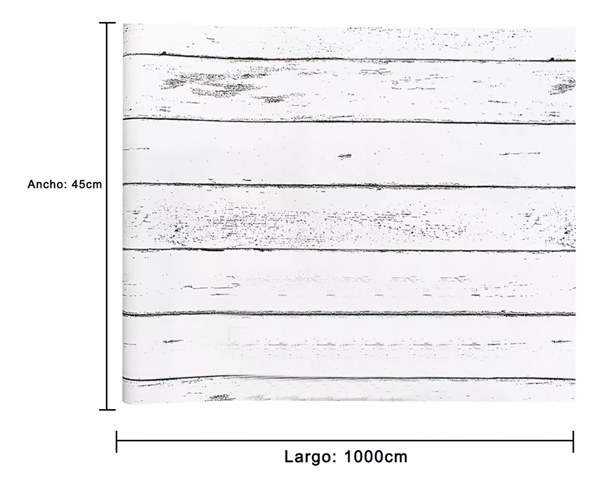 45x1000 3d Papel Tapiz Pared Adhesivo Madera Cocina Blanco