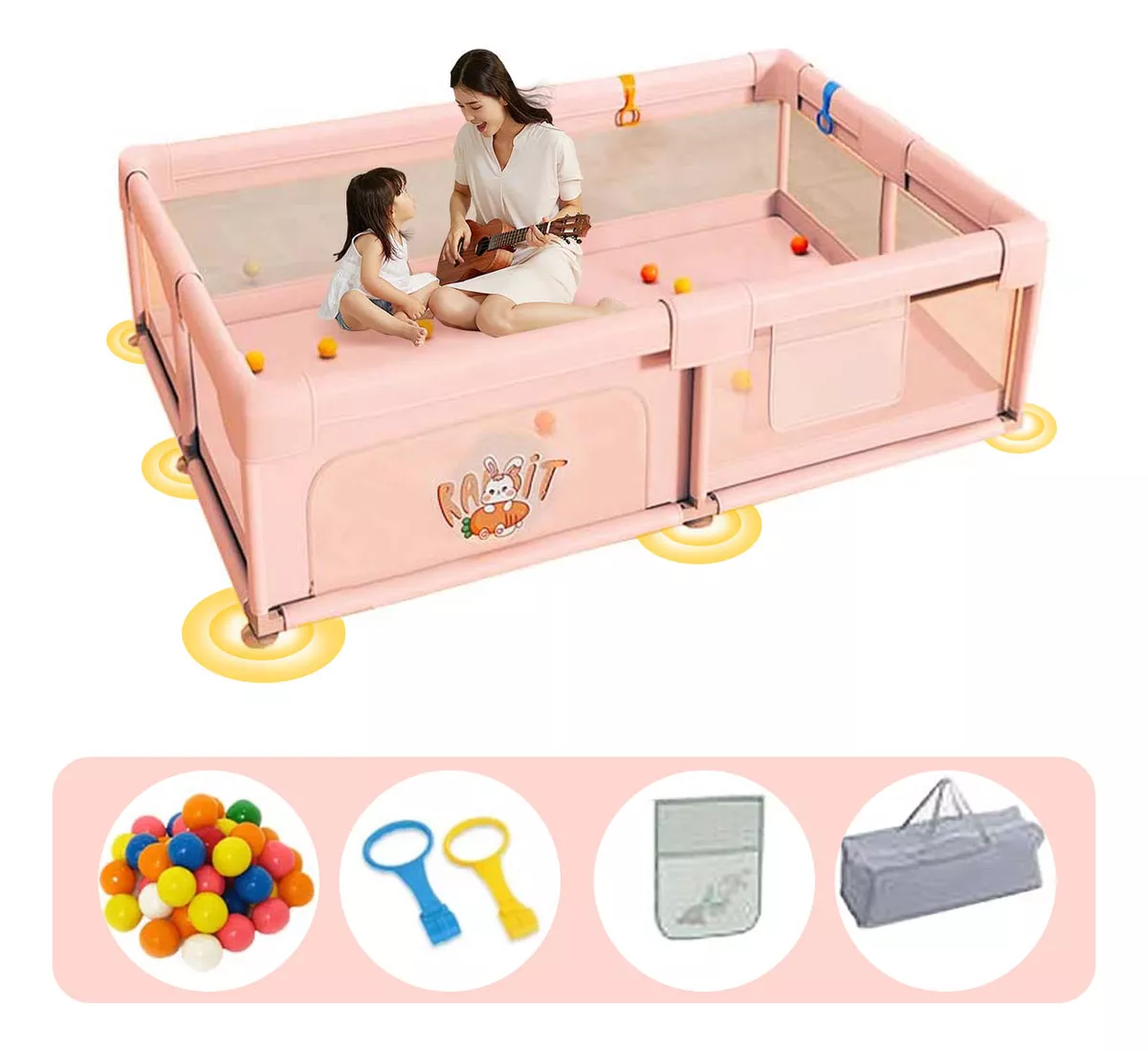 Cartoon Cuna Del Corral Para Bebe 150x180 Cm Con Accesorios