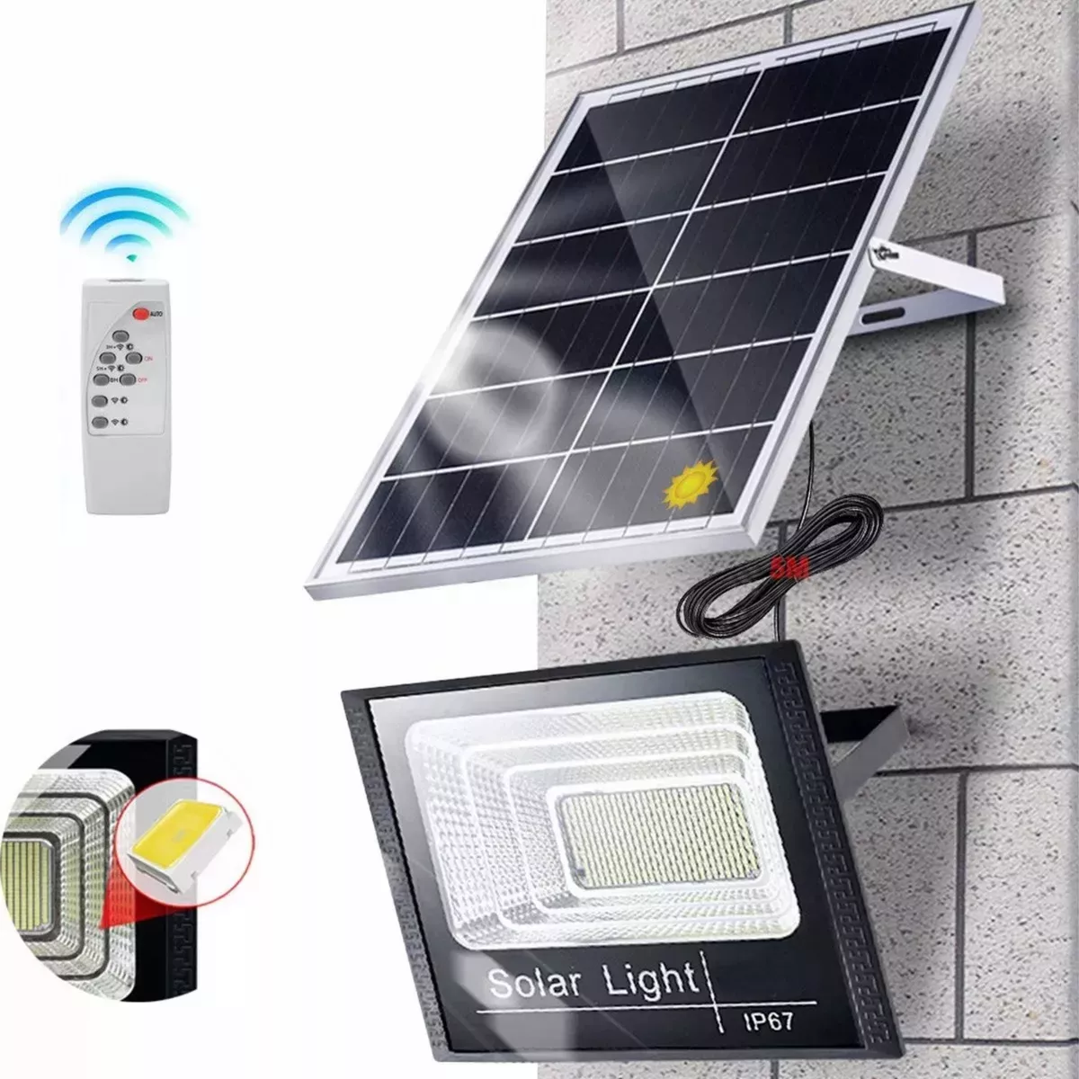 Reflector Solar Con Panel 150w Control Remoto