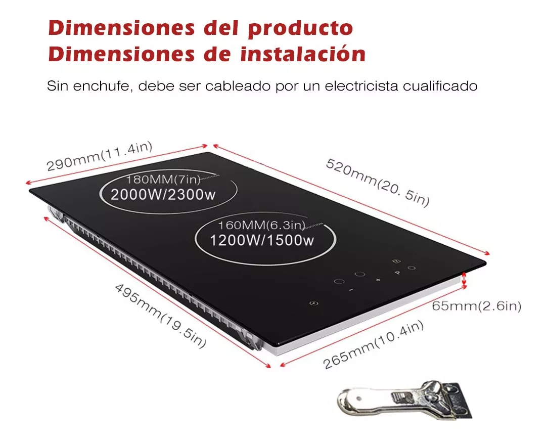 Estufa Eléctrica De Inducción Con 2 Quemadores, 220 V, 3500