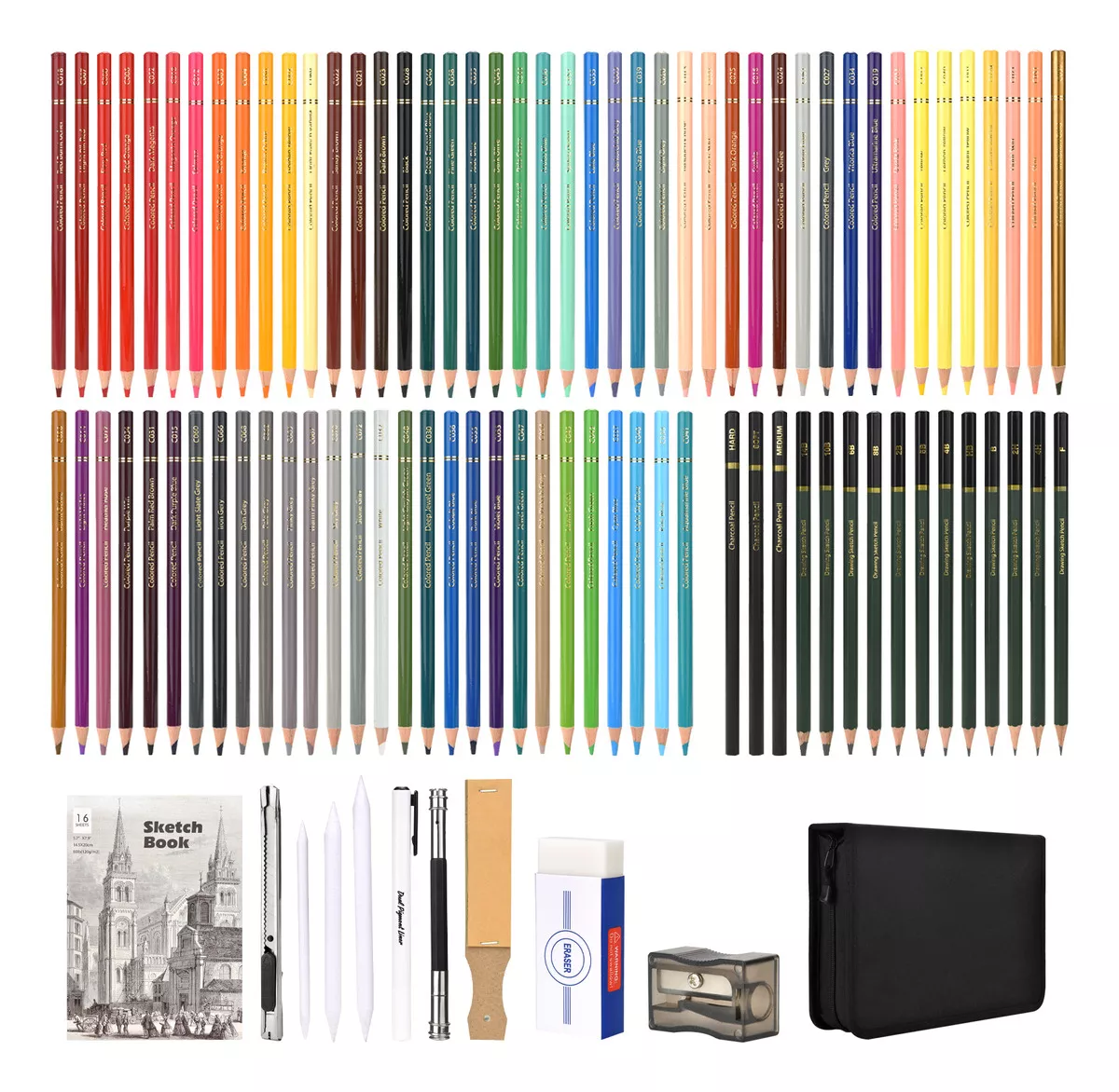 97 Piezas Kit De Dibujo Profesional,72 Dibujo Lapices De Colores,25 Sets De Herramientas De Dibujo Para Niños, Niñas, Adolescentes