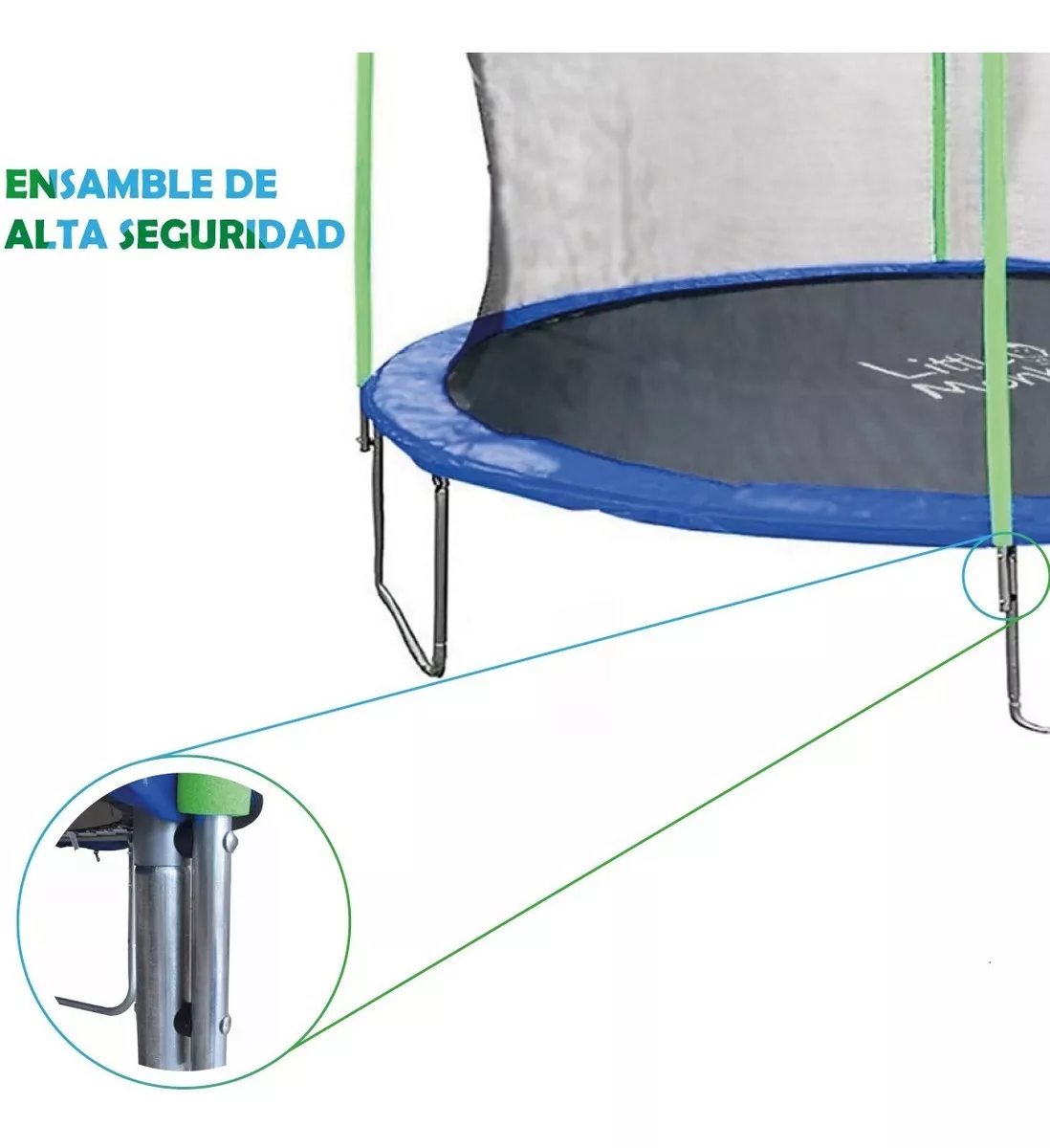 Trampolin Brincolin 4.2m Reforzado Rudo Tumbling Red 14 Pies Color Negro Color de la lona de salto Negro Color del cobertor de resortes Azul