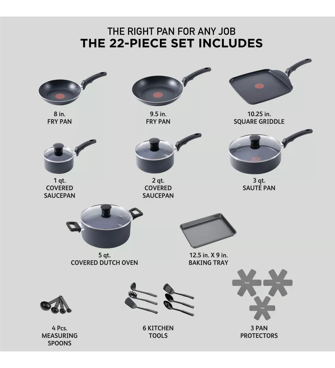 Bateria De Cocina T-fal  Solutions 22pzas Thermo-spot