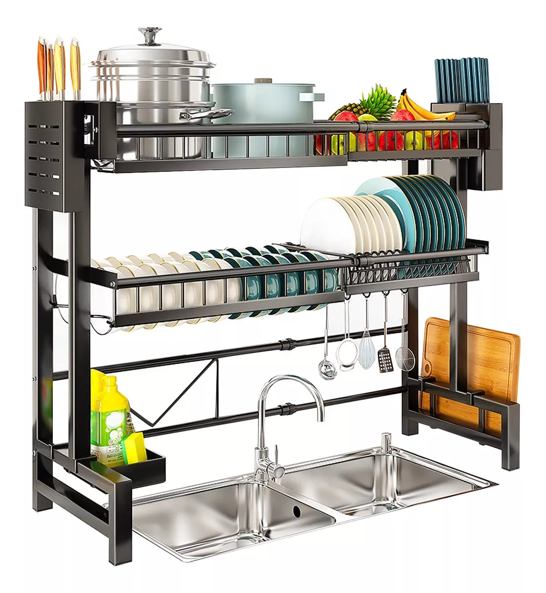 Escurridores Trastes Fregadero De Cocina Ajustable 2 Capas