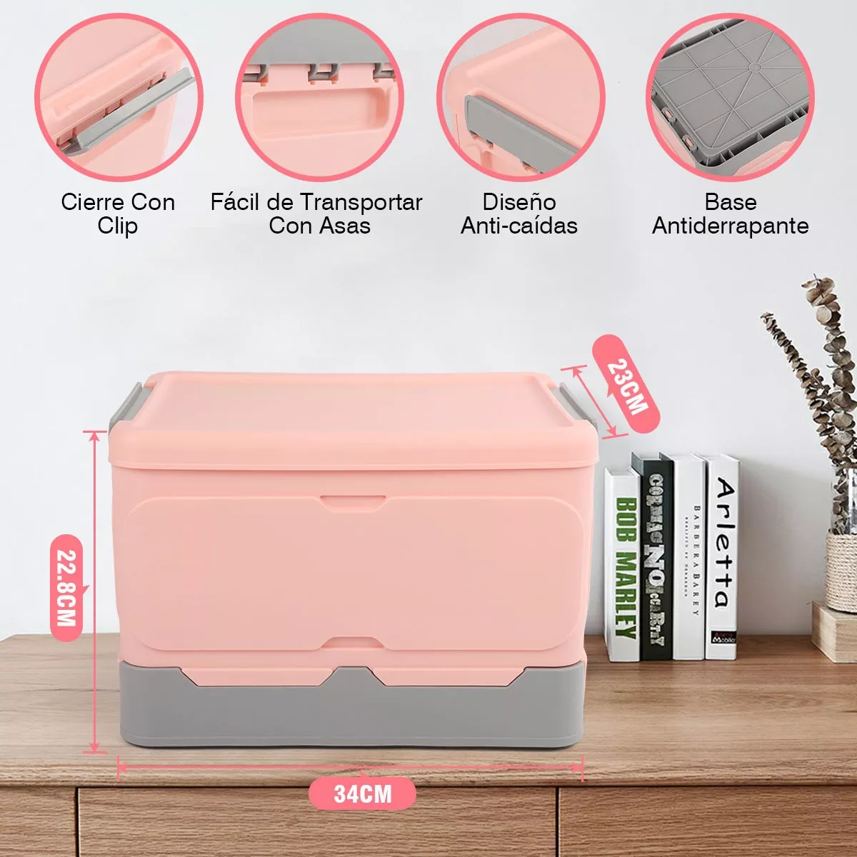 Caja Almacenamiento Plegable 2pzs Organizador Hogar Con Tapa