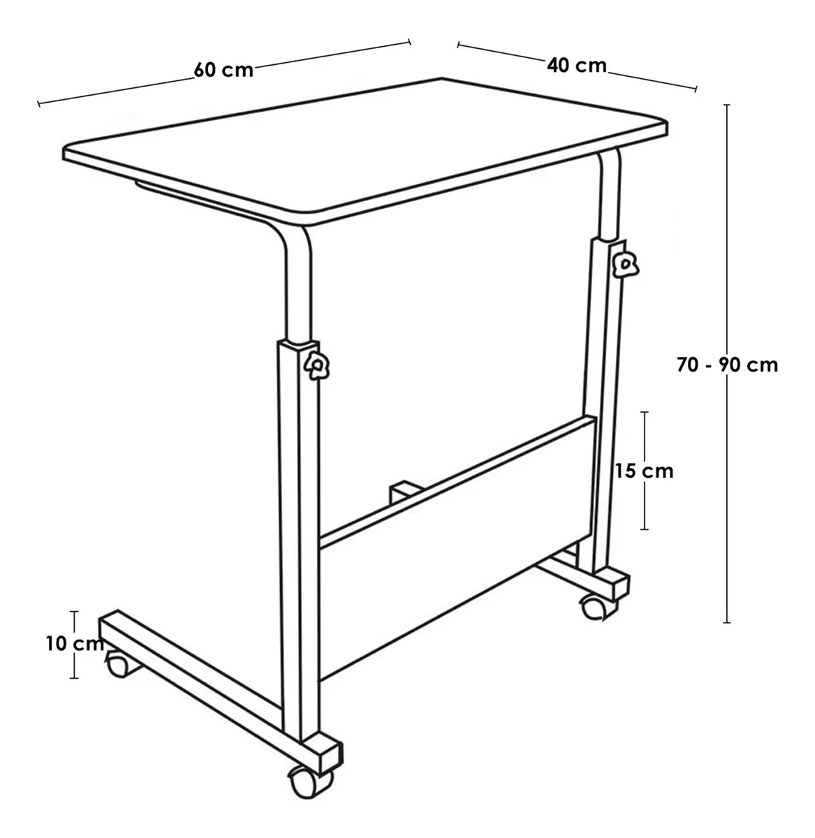 Escritorio Móvil Regulable En Altura Con Ruedas Mesa Auxilia
