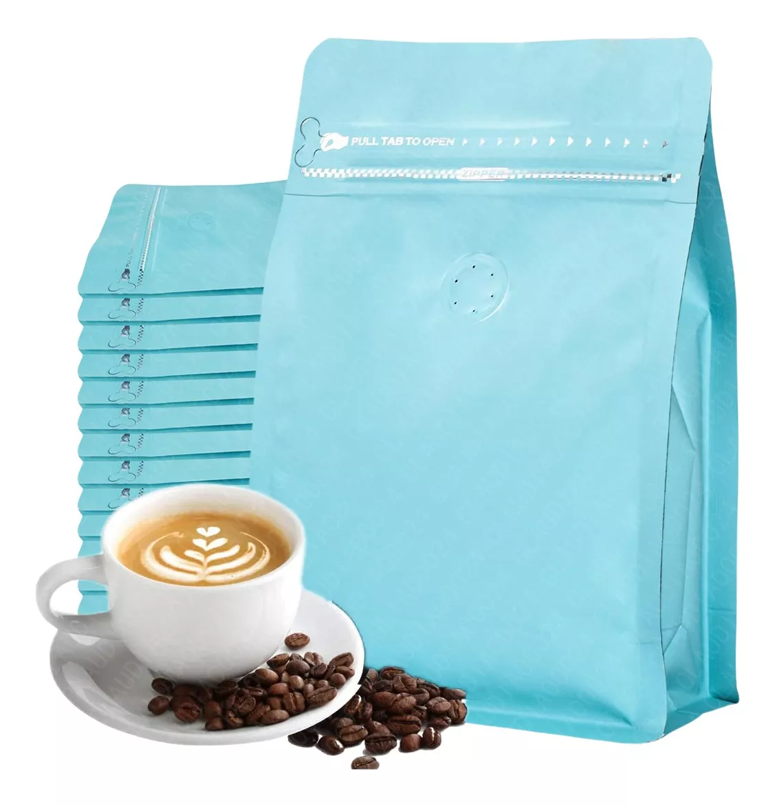 50 Bolsas De Café De 250gr Válvula Y Cierre Zipper
