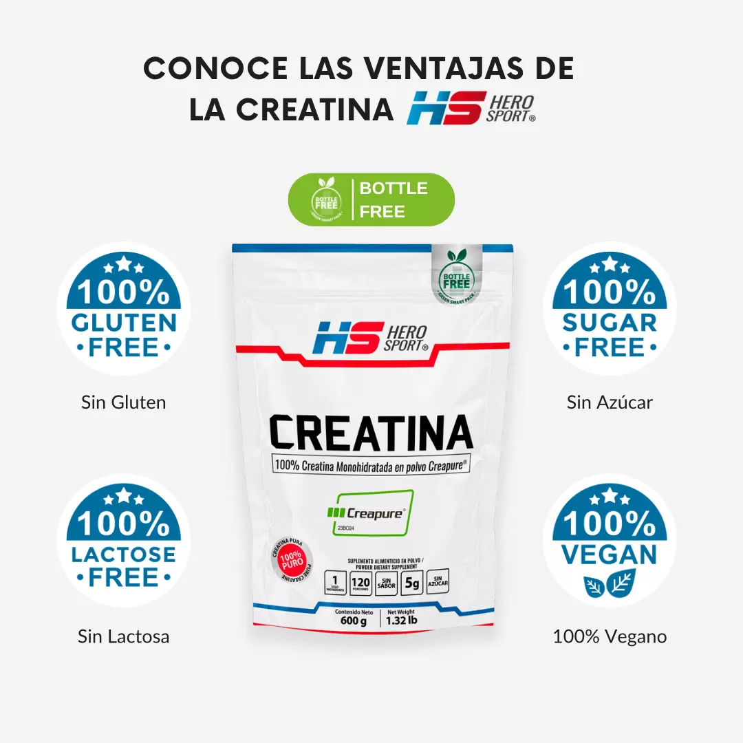 Hero Sport Creatina Monohidratada Creapure 600g 120 Servs Sabor Sin sabor