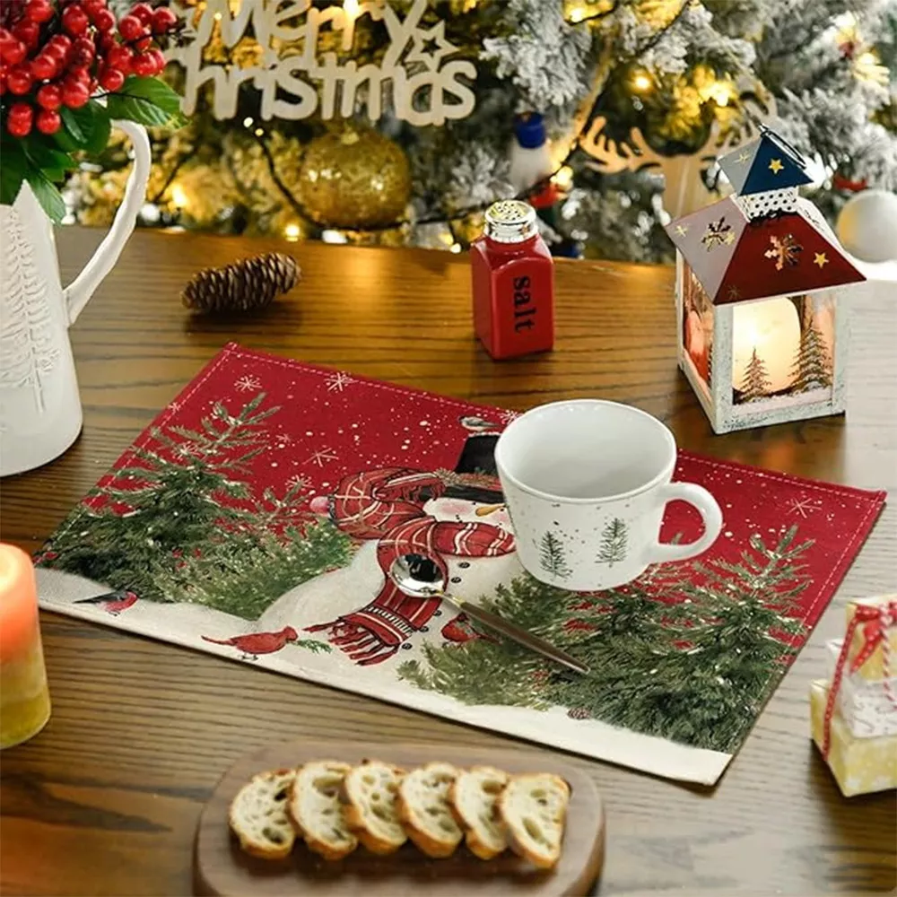 Camino De Mesa Con Adorno Navideño + 4 Manteles Individuales