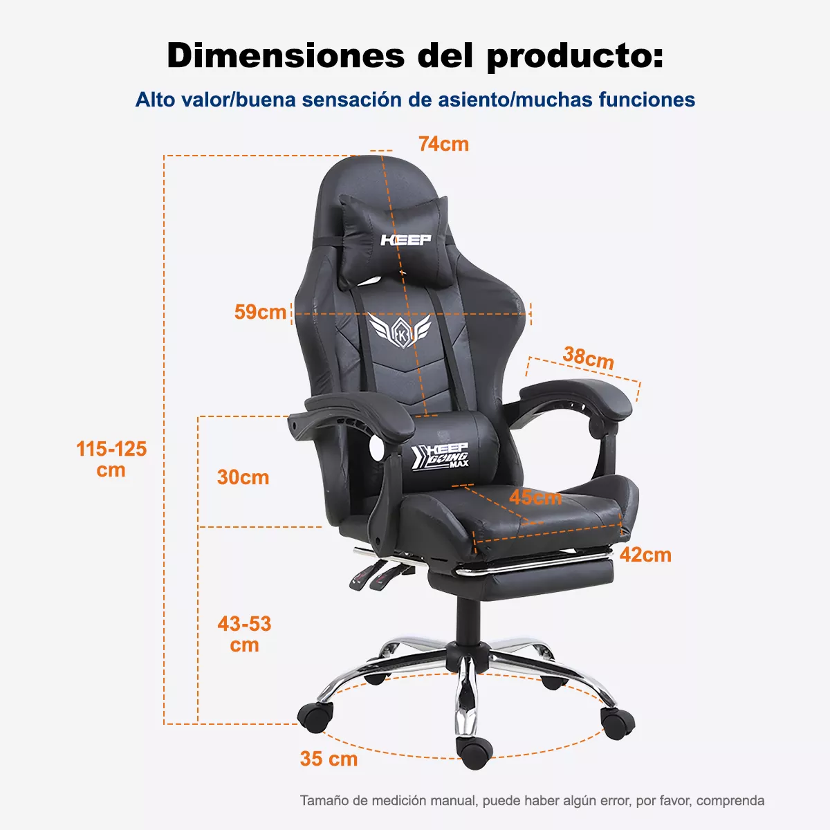 Silla De Escritorio Gamer Ergonómica Con Masaje Lumbar