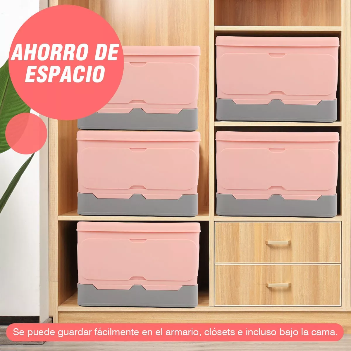 Caja Almacenamiento Plegable 2pzs Organizador Hogar Con Tapa
