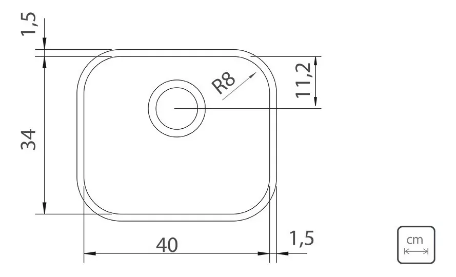 Fregadero Cocina Acero Inoxidable Tramontina Cuadrada 40x34 Color Plateado