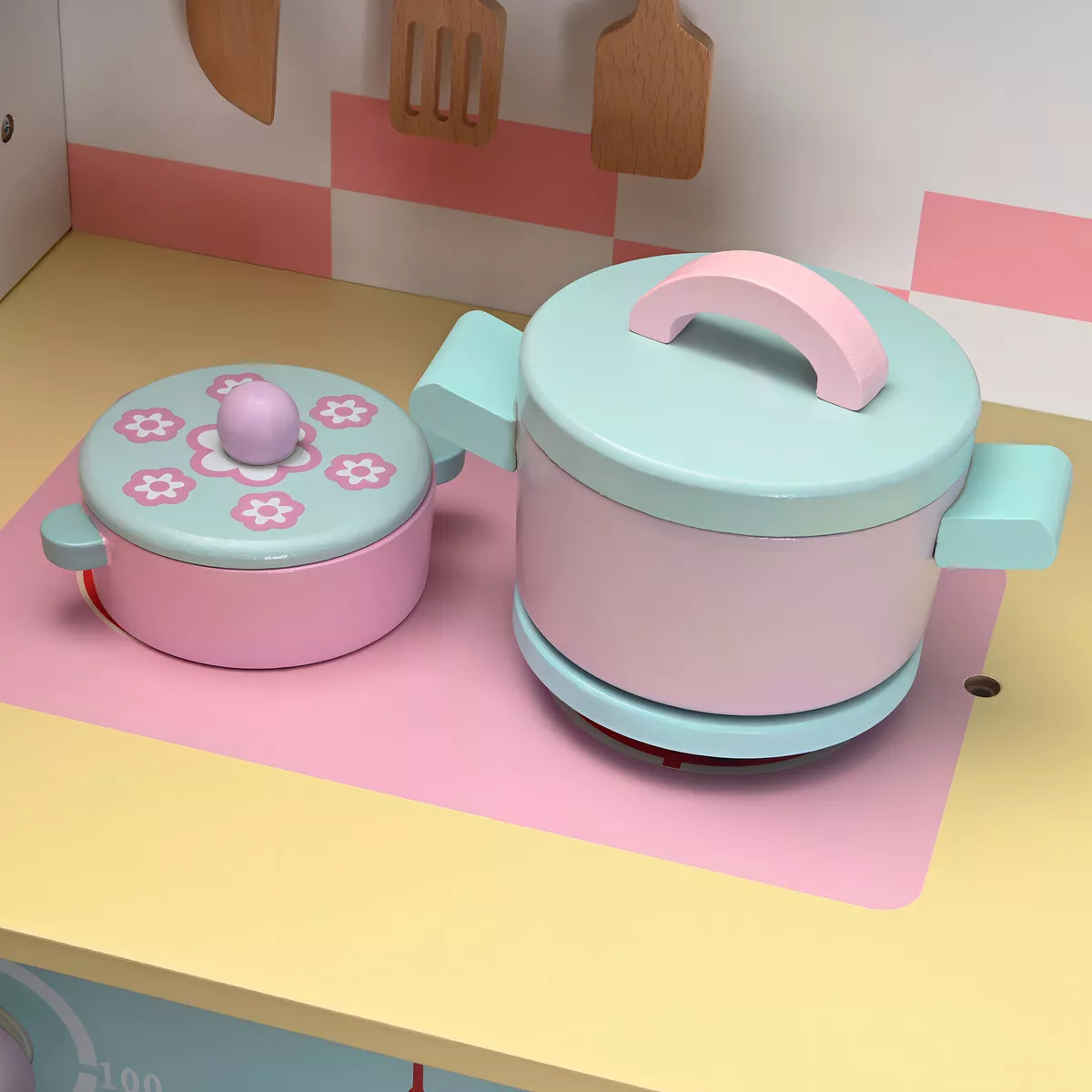 Cocina De Madera Infantil Cocinita Juguete Niños Accesorios Color Rosa